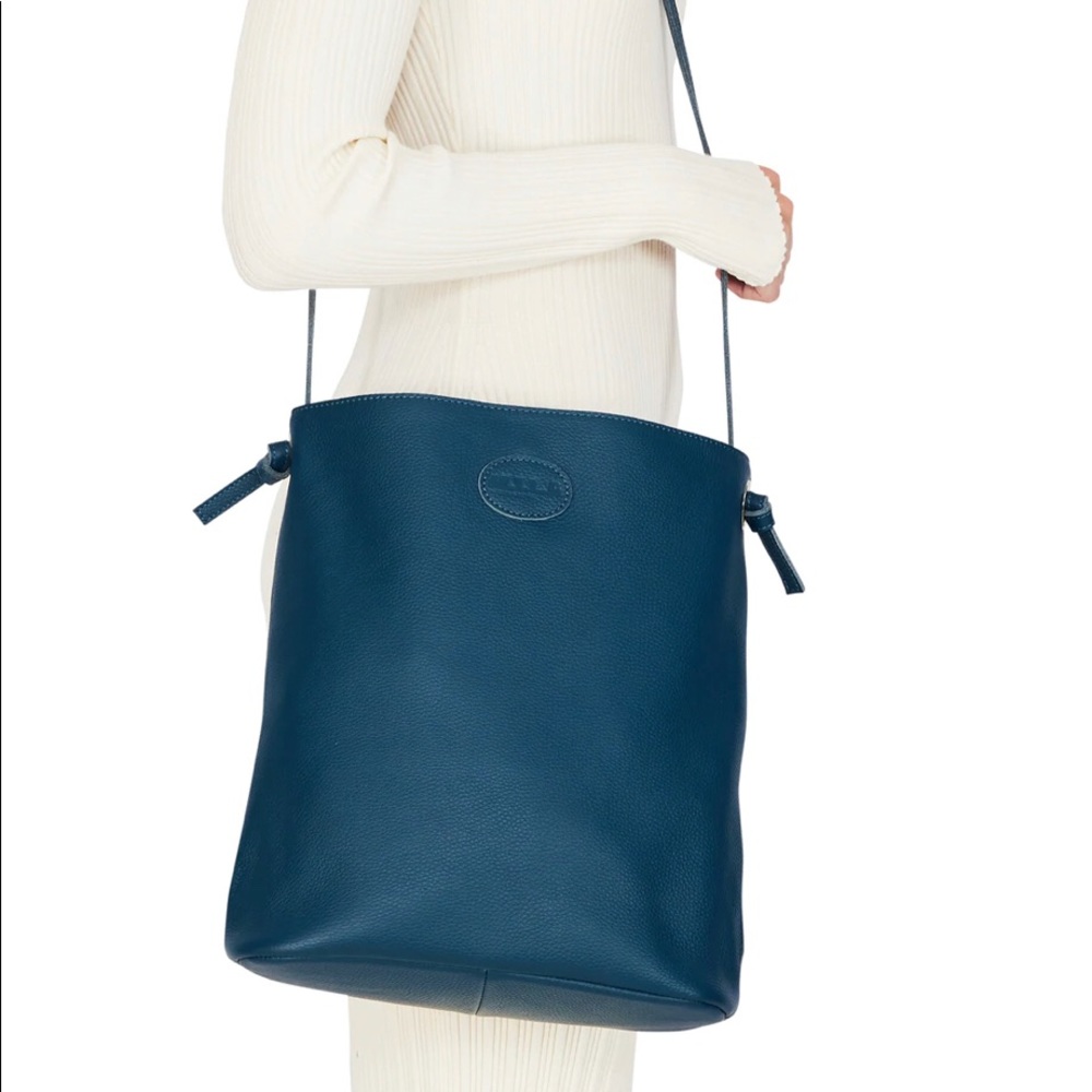 M.I.L.A Luxury Crossbody Bag - 100% Genuine Pebbled Leather - Marine Blue $598